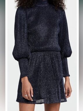 Black Halo Gavin Shimmer Navy Blue Cocktail Dress Size 8